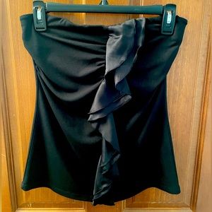 Limited- Black Strapless Top with Center Silk Ruffle Size Small